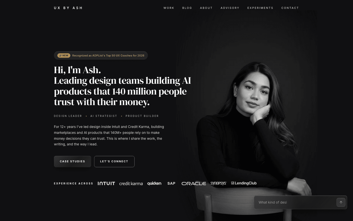 Screenshot of Ashwarya Subhluxmi's portfolio