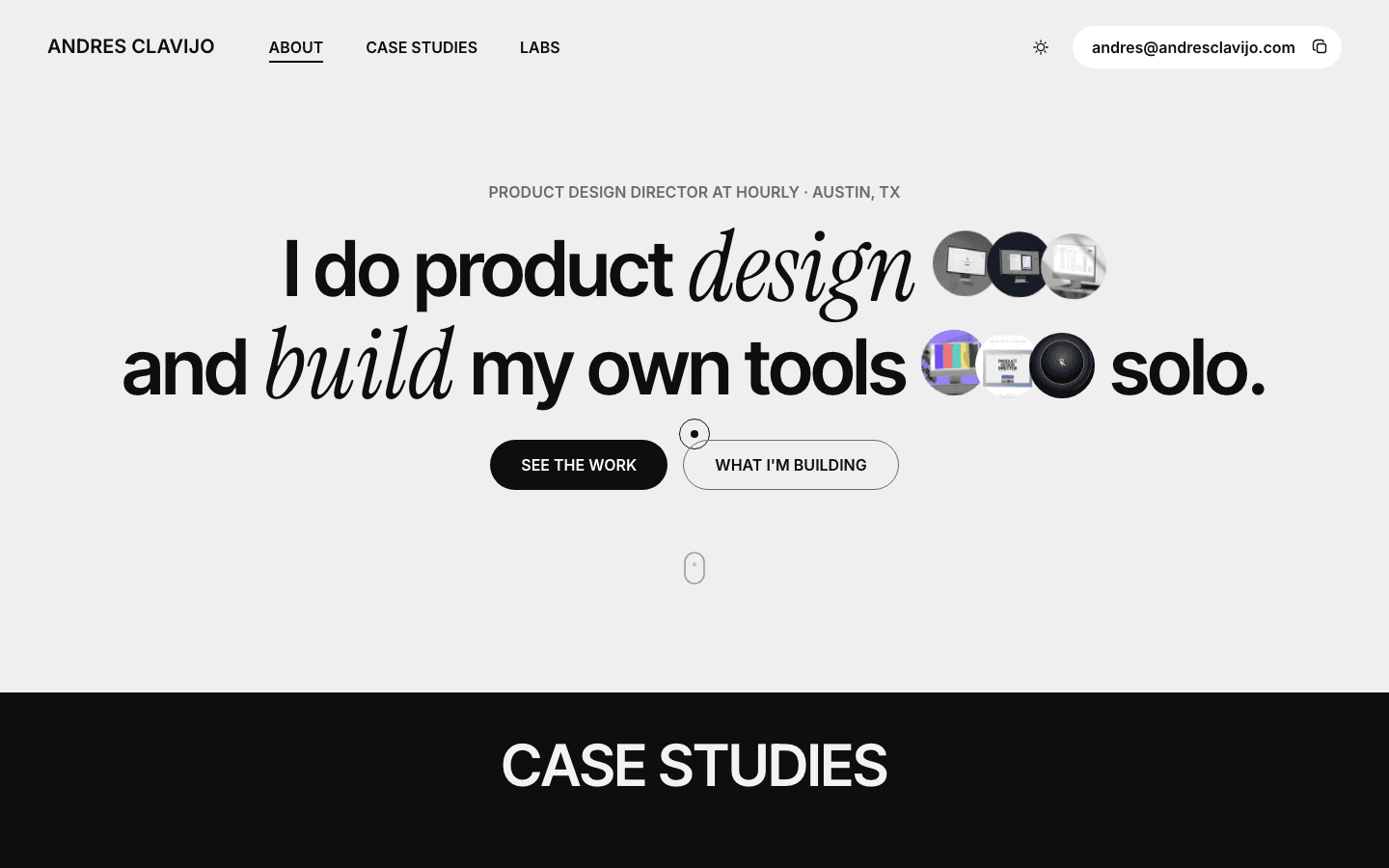 Screenshot of Andrés Clavijo's portfolio