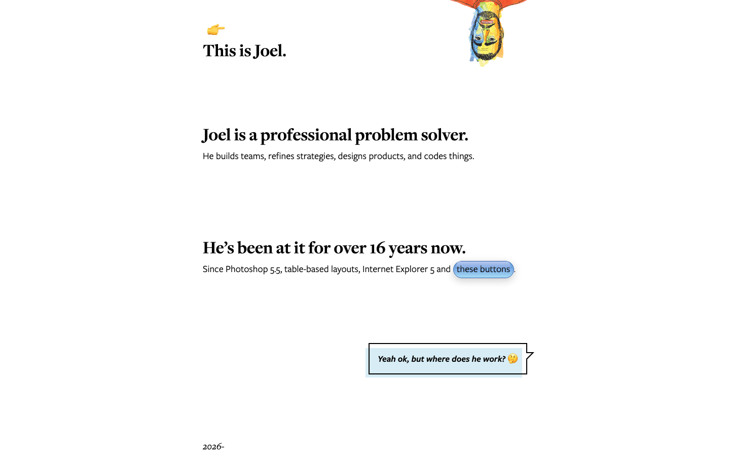 Screenshot of Joel Califa's portfolio