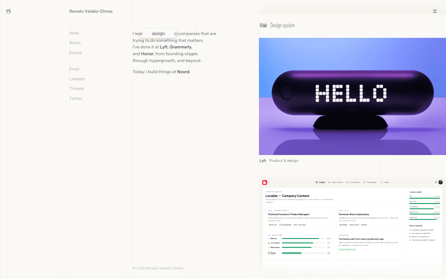 Screenshot of Renato Valdés-Olmos's portfolio