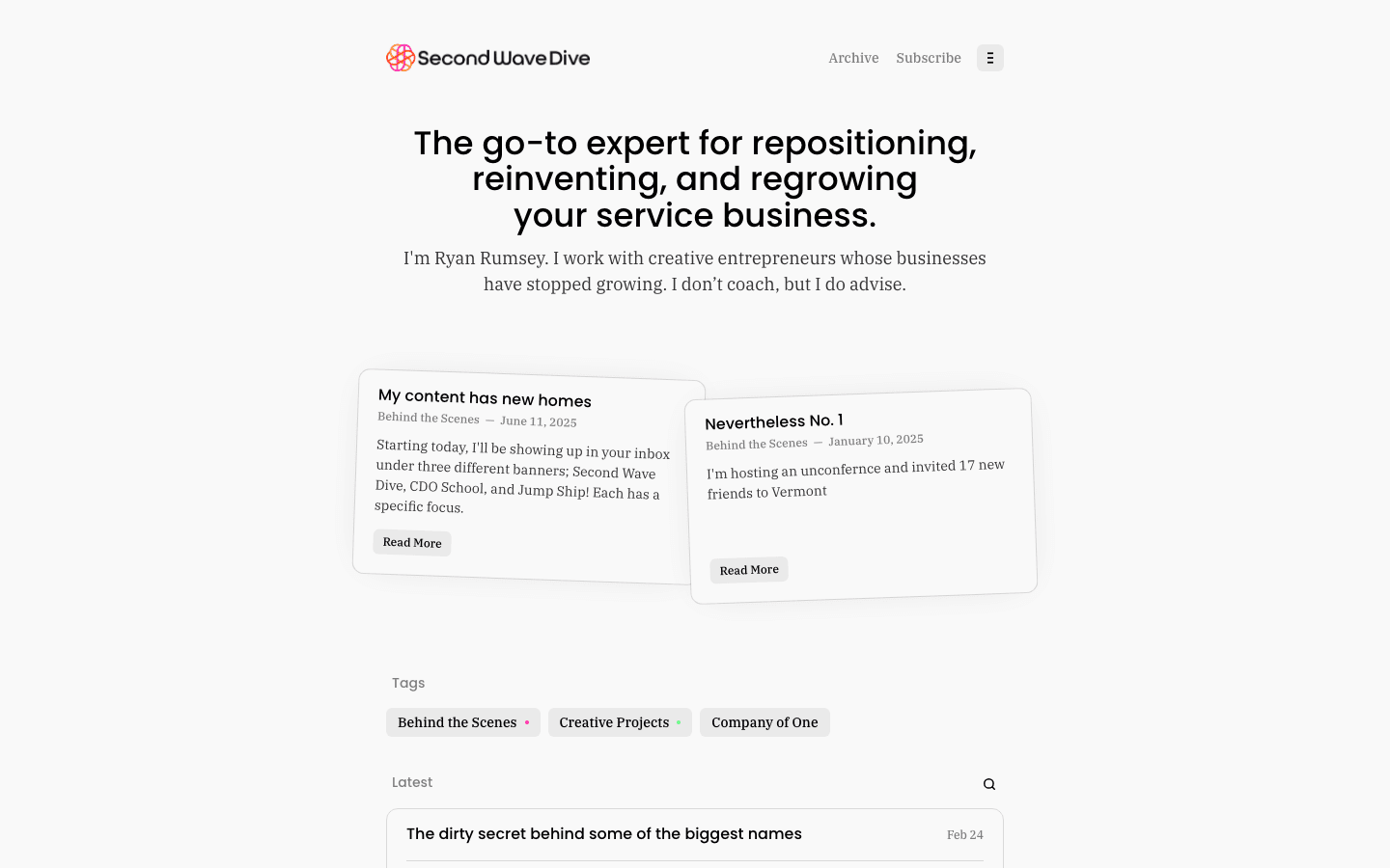 Screenshot of Ryan Rumsey's portfolio