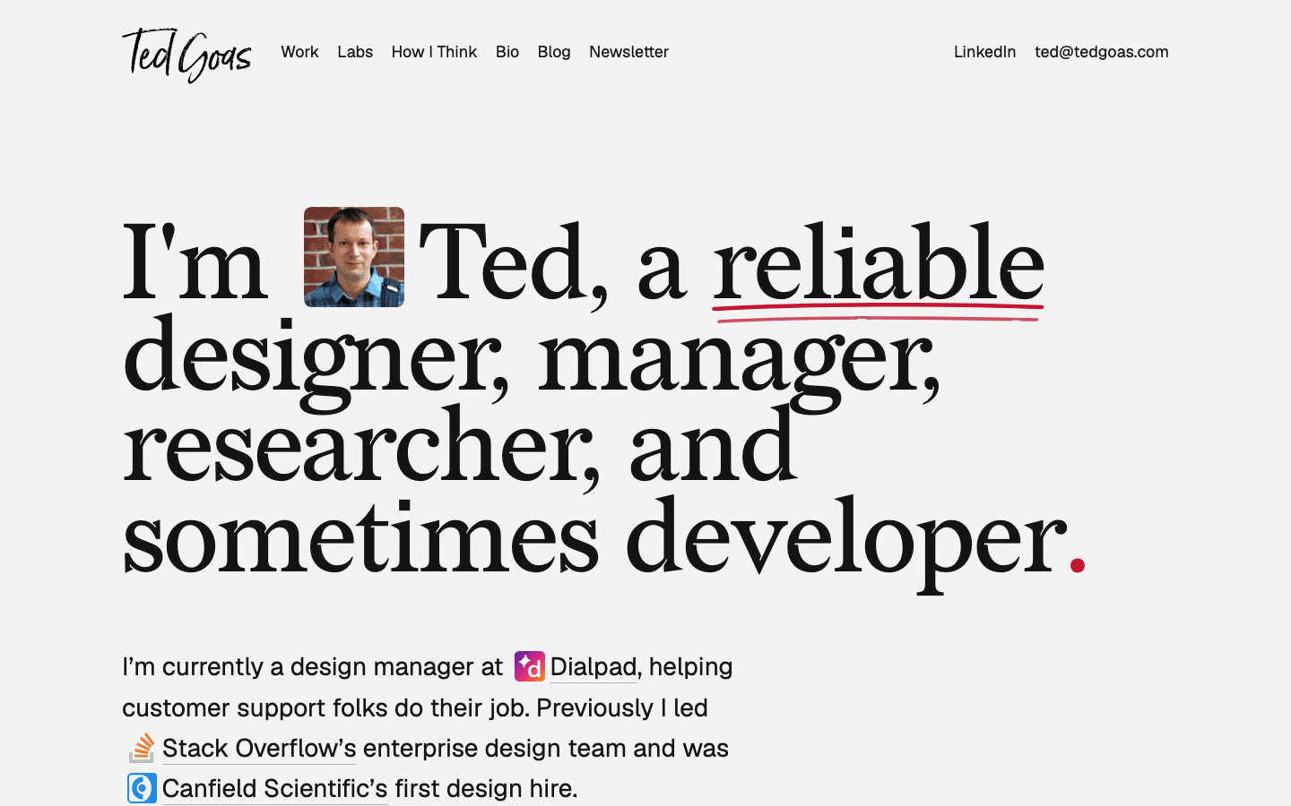 Screenshot of Ted Goas's portfolio