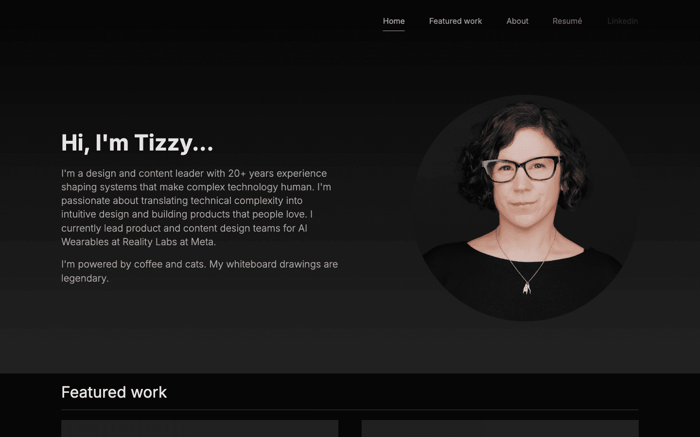 Screenshot of Tizzy Asher's portfolio